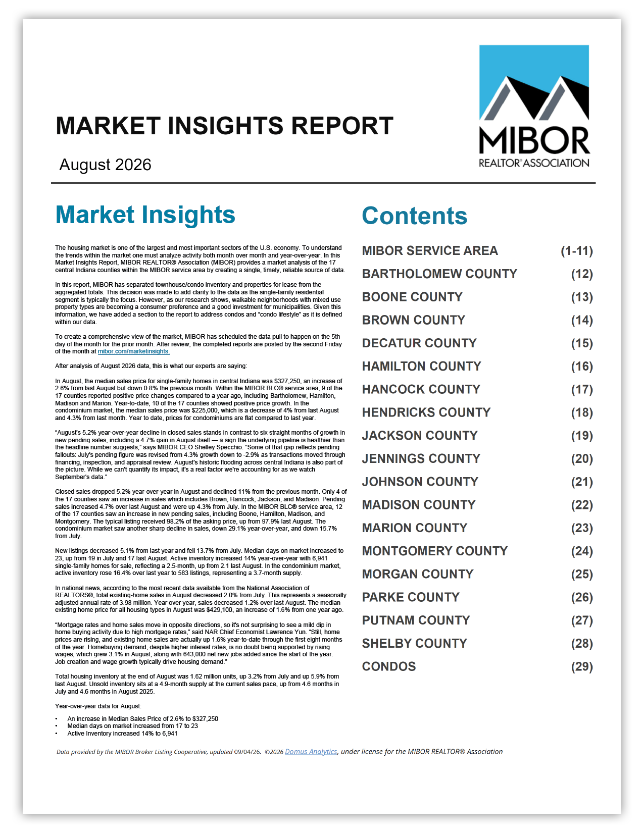This image shows a preview of the July 2026 Market Insights Report.